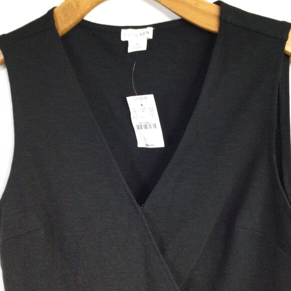 J. Crew Womens Ponte Faux Wrap Dress Tie Waist Sleeveless Black Size S L2357 NWT - Picture 10 of 16